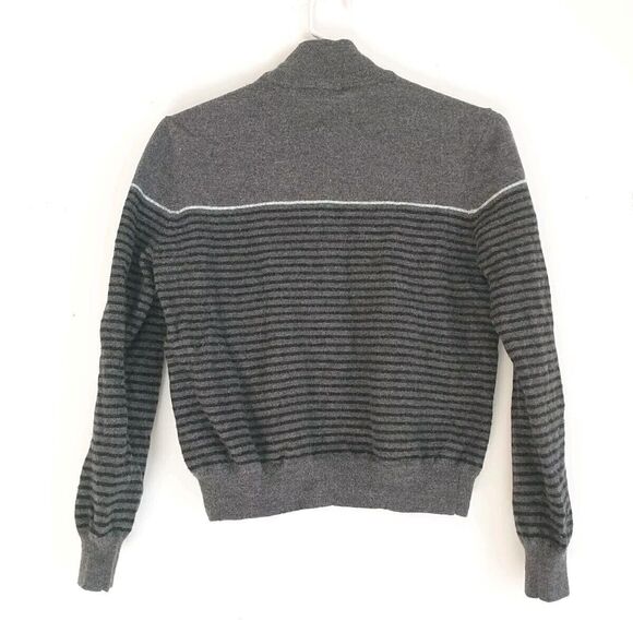 Charter Club Sweater Pullover Women M/XS* Gray Striped Merino Wool Mock *Shrunk - Picture 4 of 7